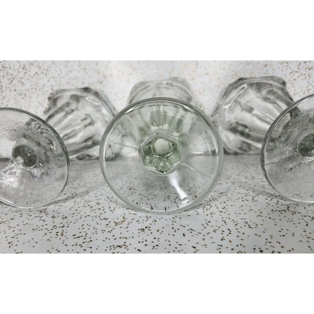 3x Anchor Hocking 1960s Tulip Ice Cream Sundae Dessert Glasses Stem Foot 6